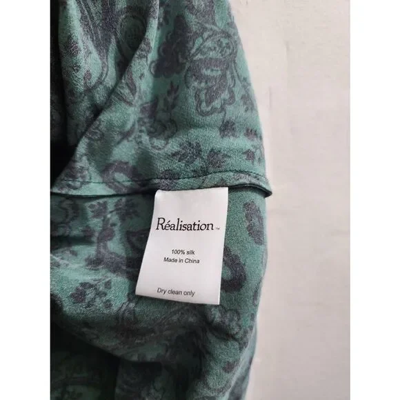 Realisation womens small teal green paisley shift dress mini slip romantic - Picture 8 of 8